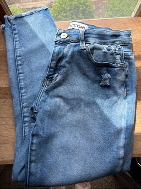 Disclosure Light Blue Distressed Ankle Jeans